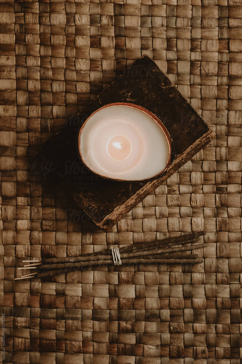 coconut candle and incenses