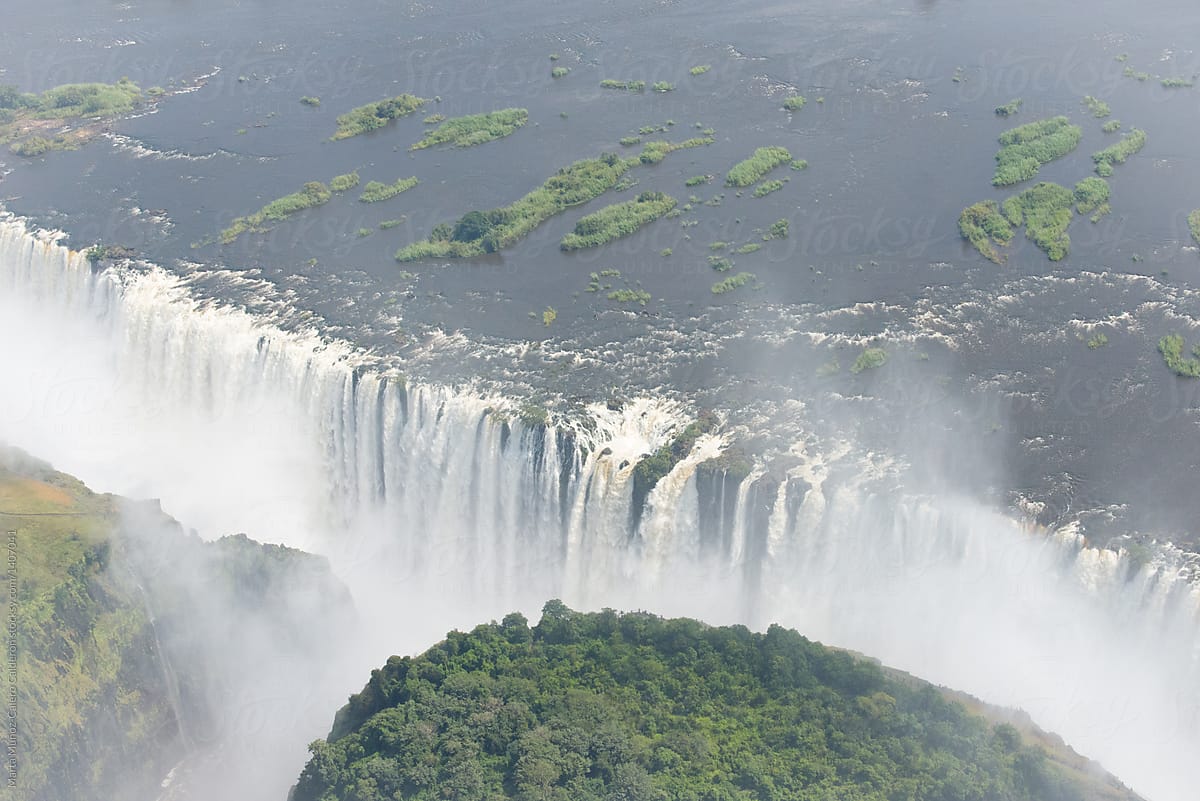 Victoria Falls aerial view taken from an helicopter