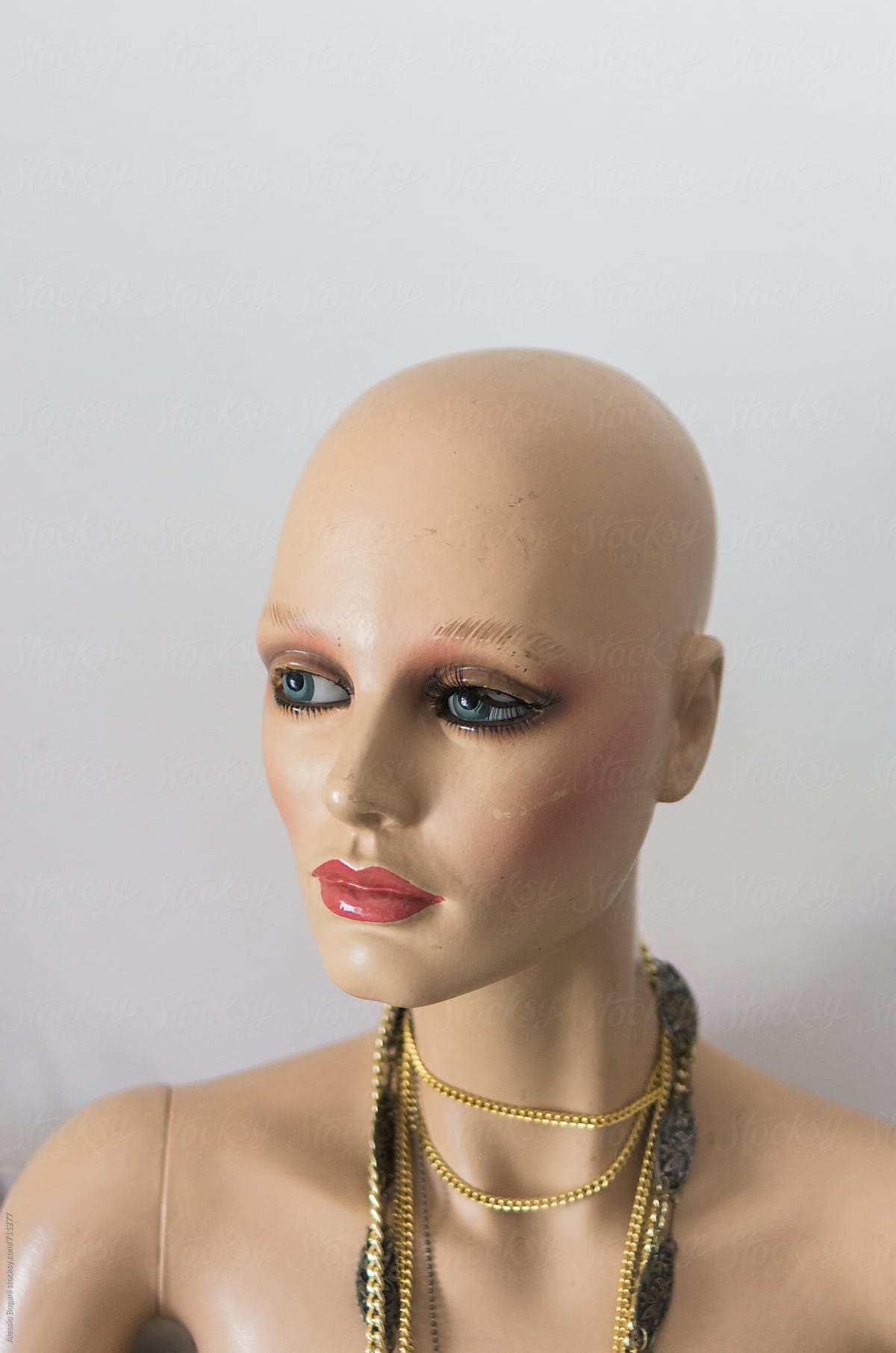 Bald female mannequin