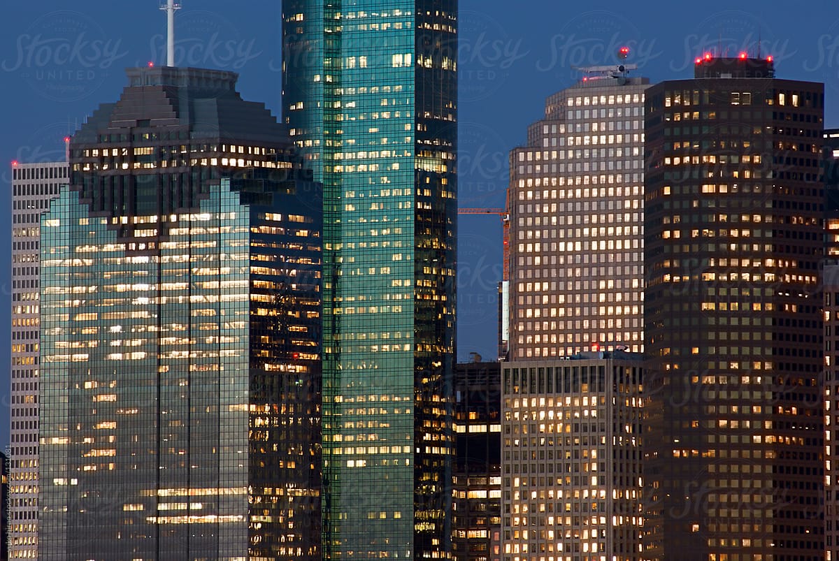 Office buildings at downtown Houston at night