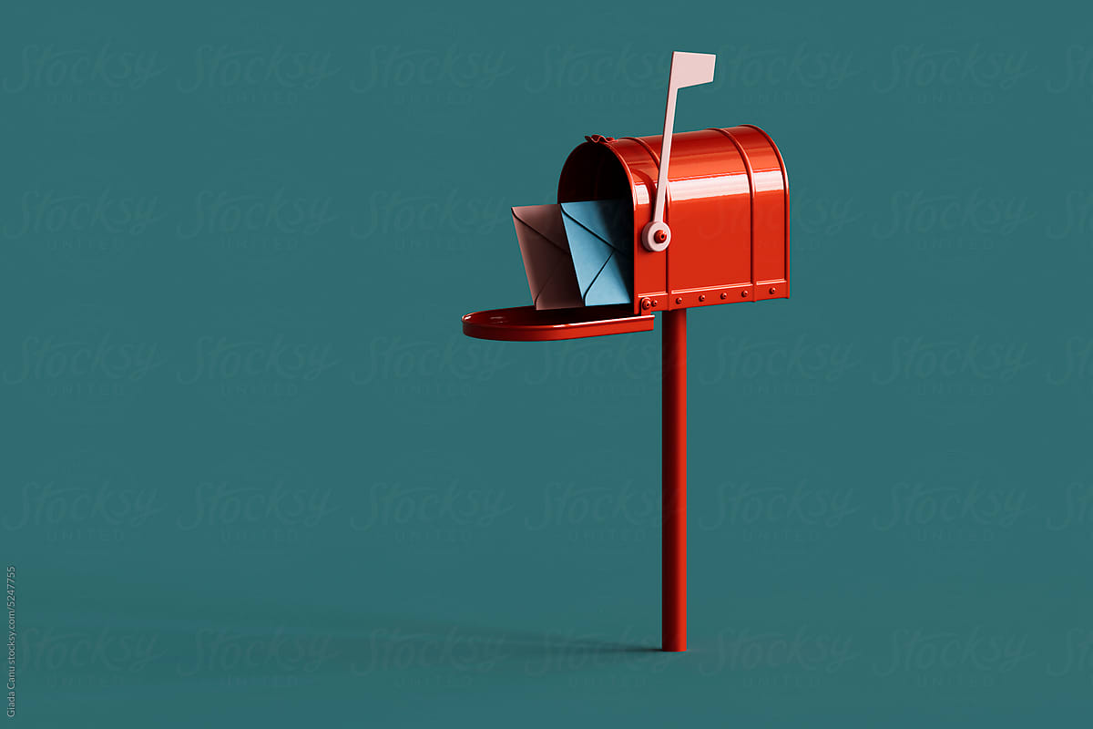red mailbox with mails