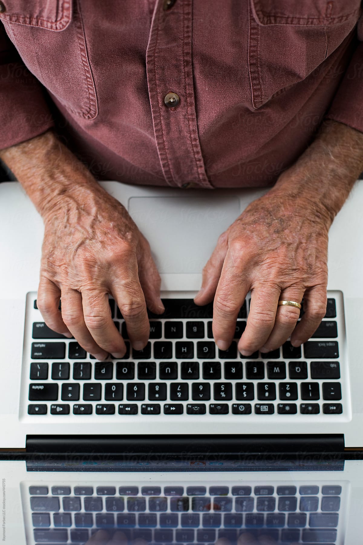 Senior Man on Computer Laptop