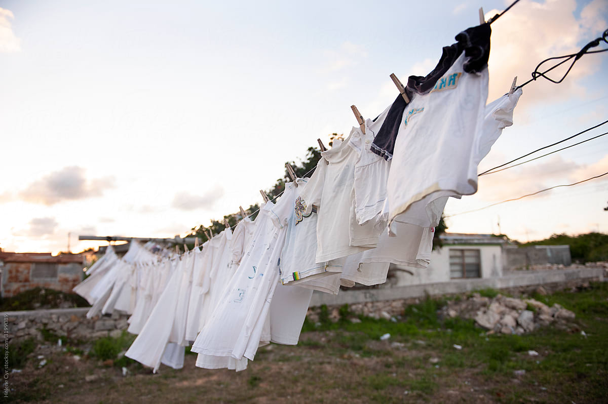 Clothesline and white laundry