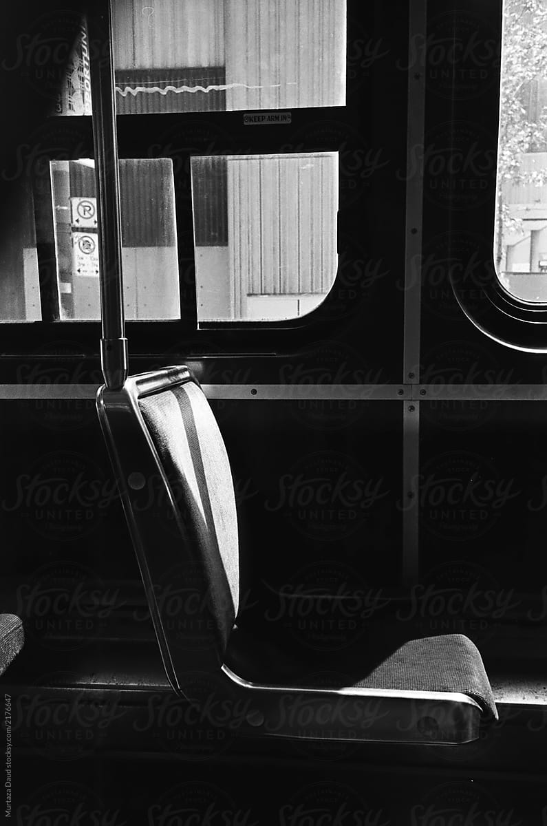 an empty seat in a public transportation  street car in toronto