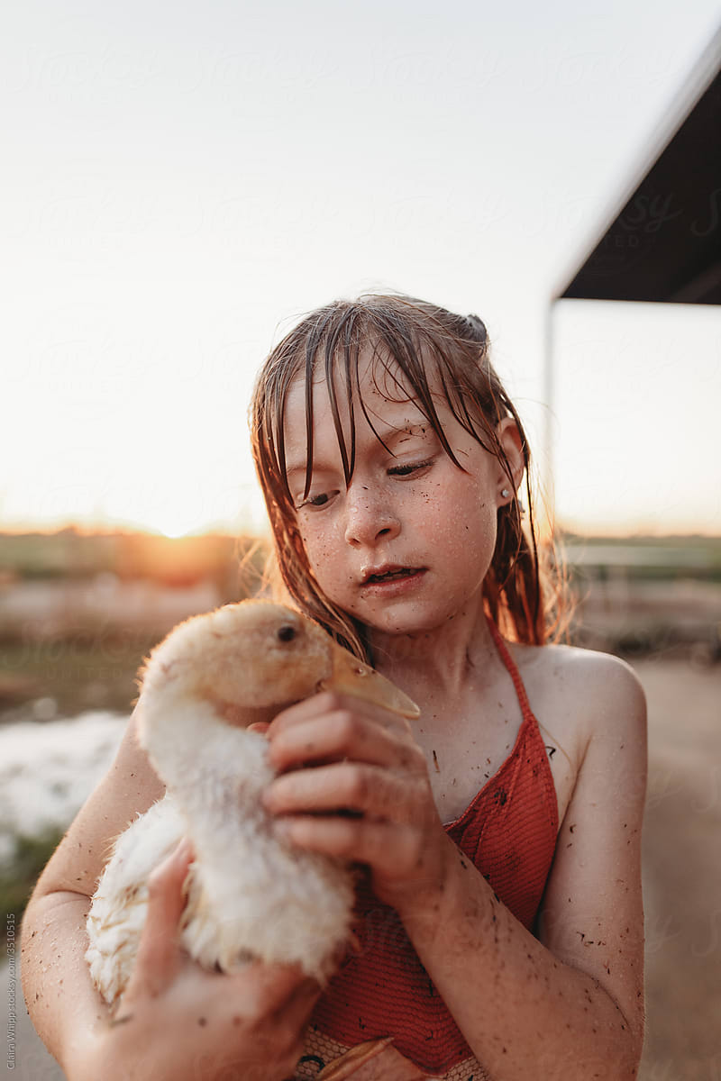girl with a duck