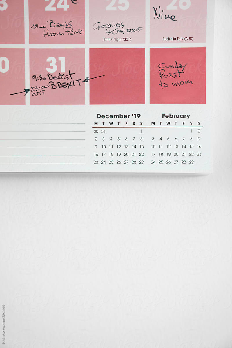 Calendar with Brexit Note