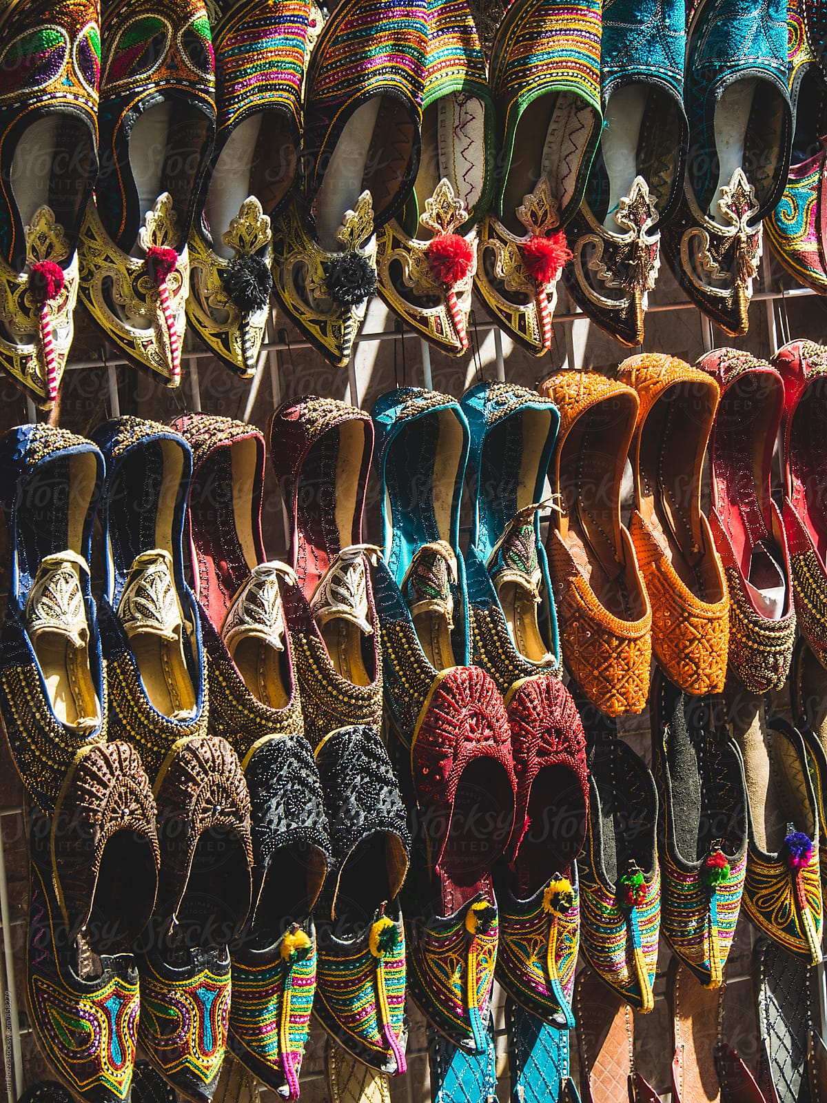 colorful shoes in souk Dubai