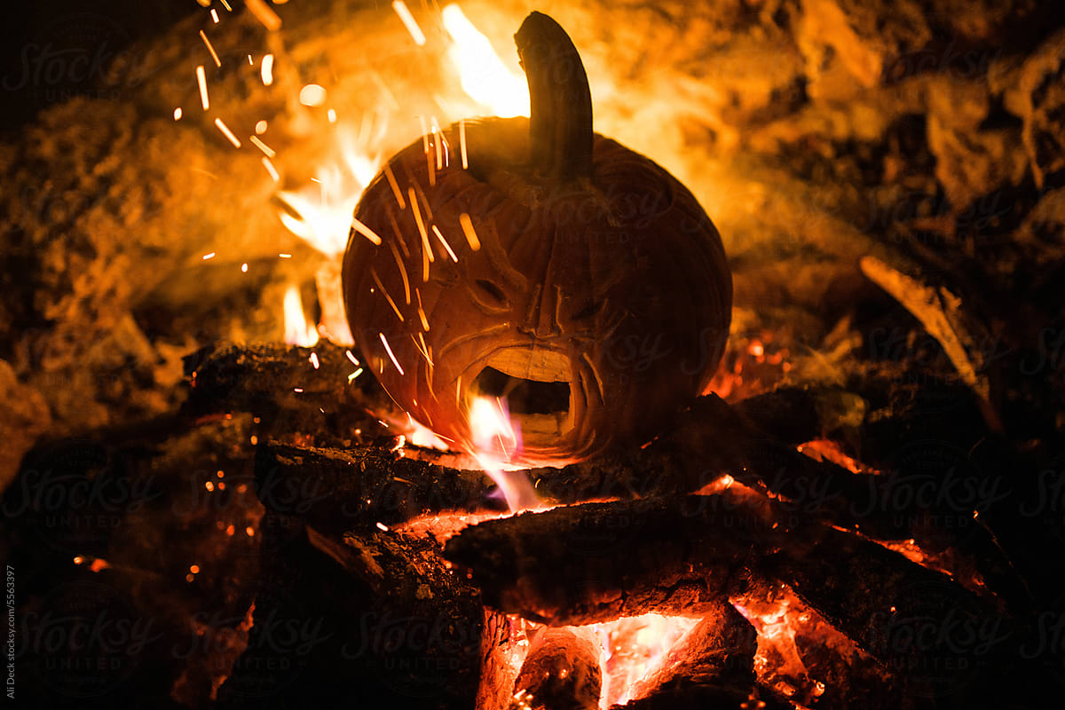 Scary Pumpkin on Fire