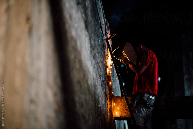 Man welding in the factory