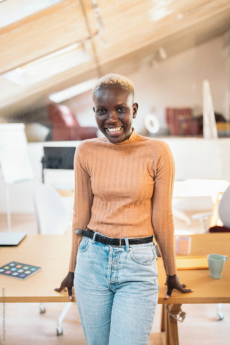 Afro Woman in Office Portrait