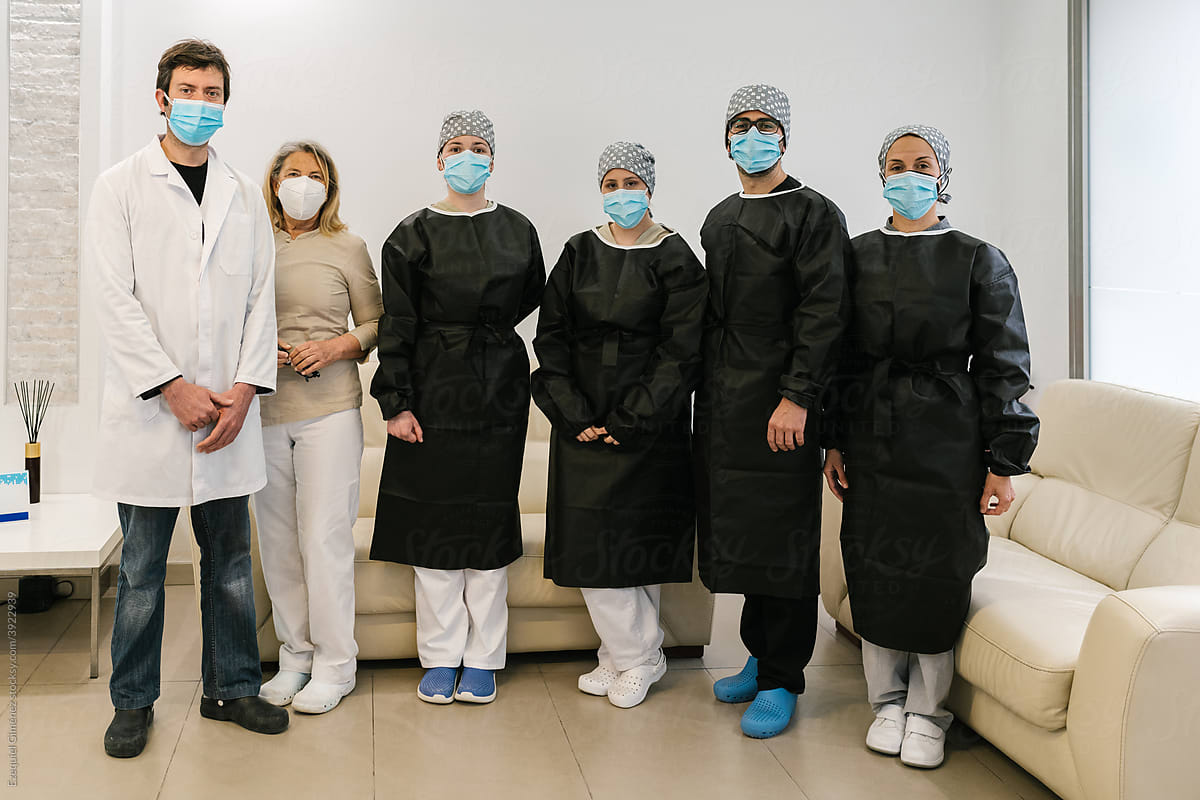 Uniformed medical team in a hospital