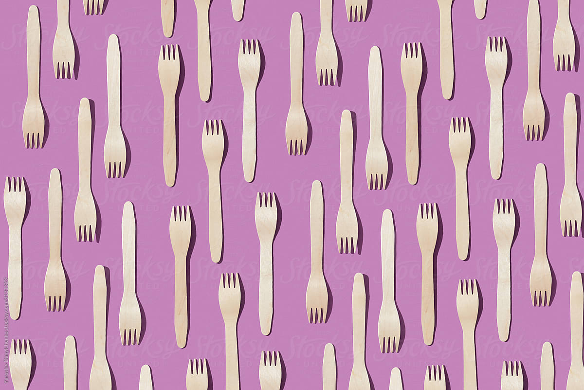 Kitchen wear wooden fork pattern.