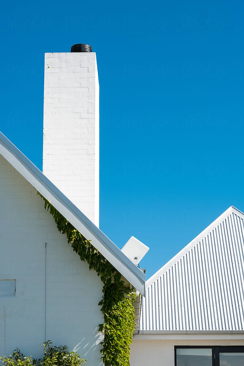 Detail Of Pitched Roof And Chimney Of Modern Farmhouse Design By Rowena Naylor