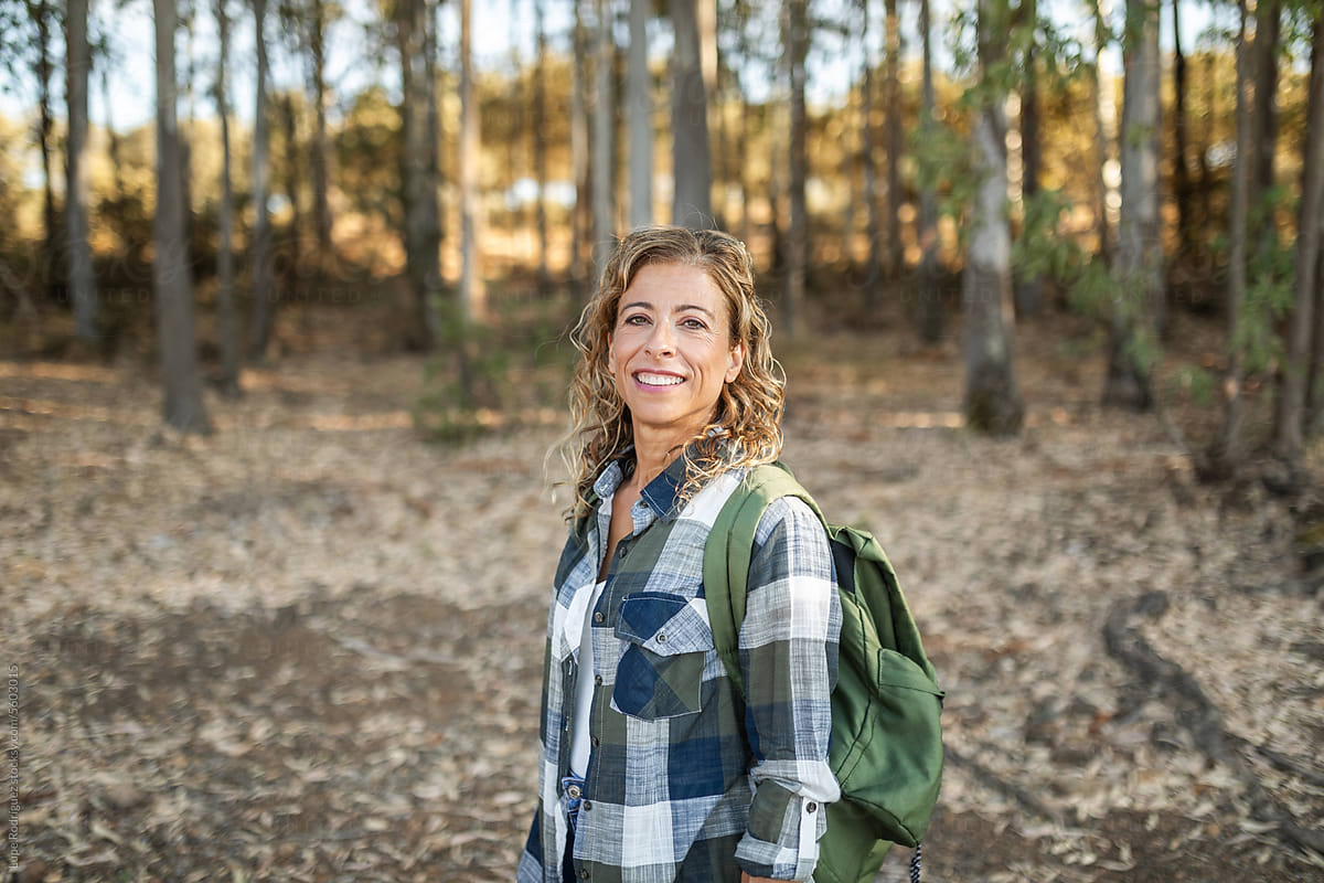 portrait of middle-aged woman in nature