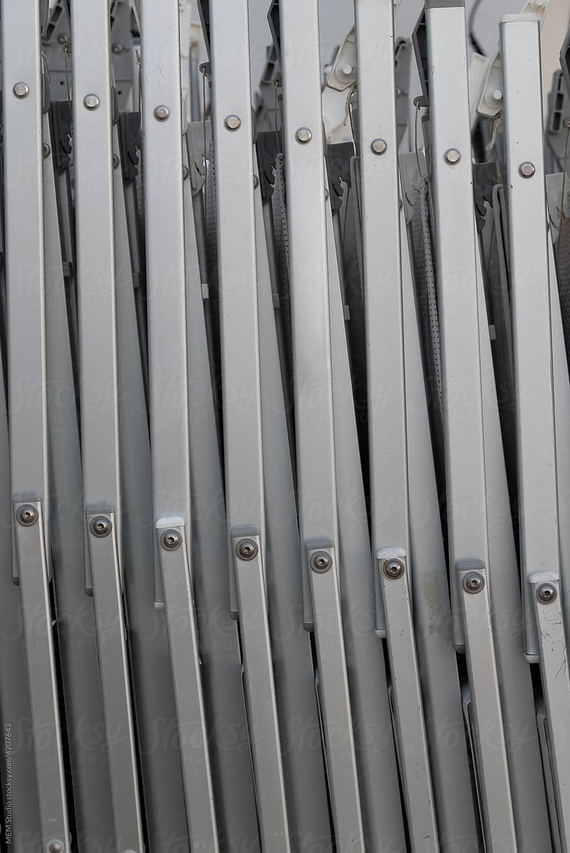 Abstract background of stacked metal chairs