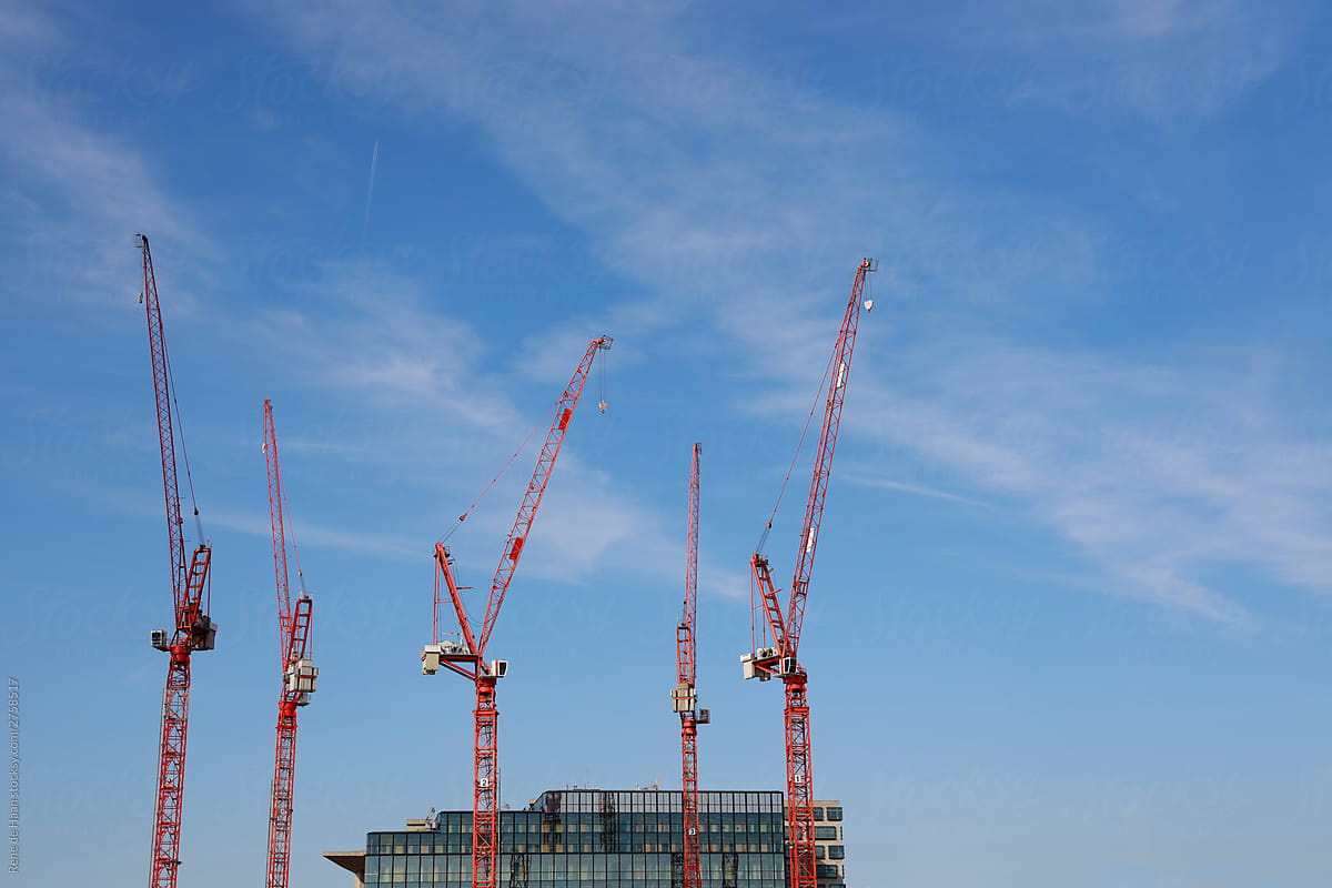 cranes on building site