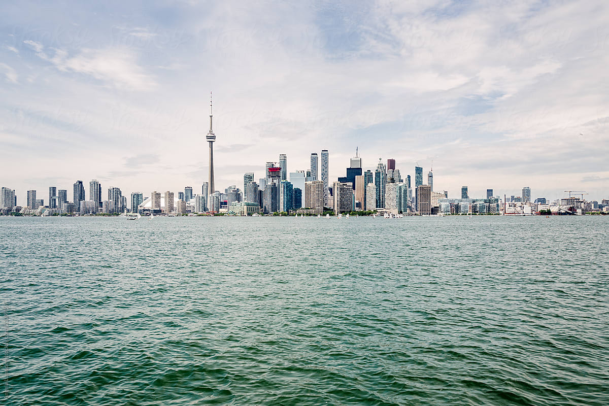 Toronto skyline and waterfront viewed from the water