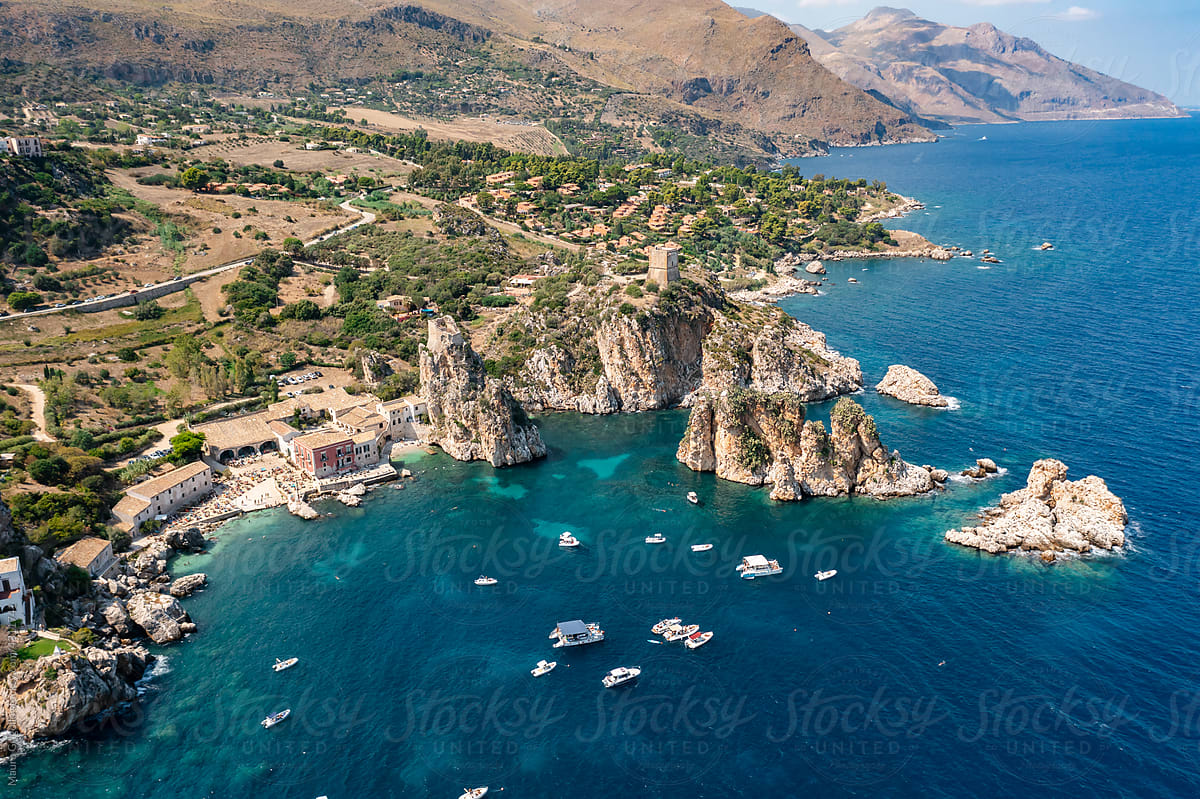 Aerial view of a coastline in Italy