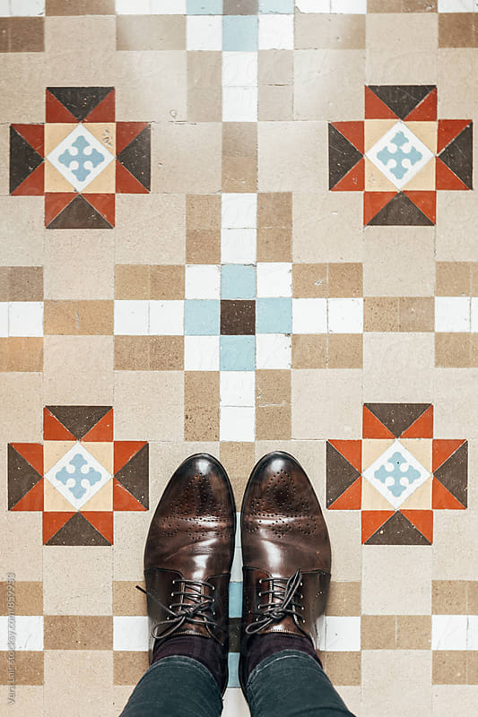 Vintage tiles and oxford shoes