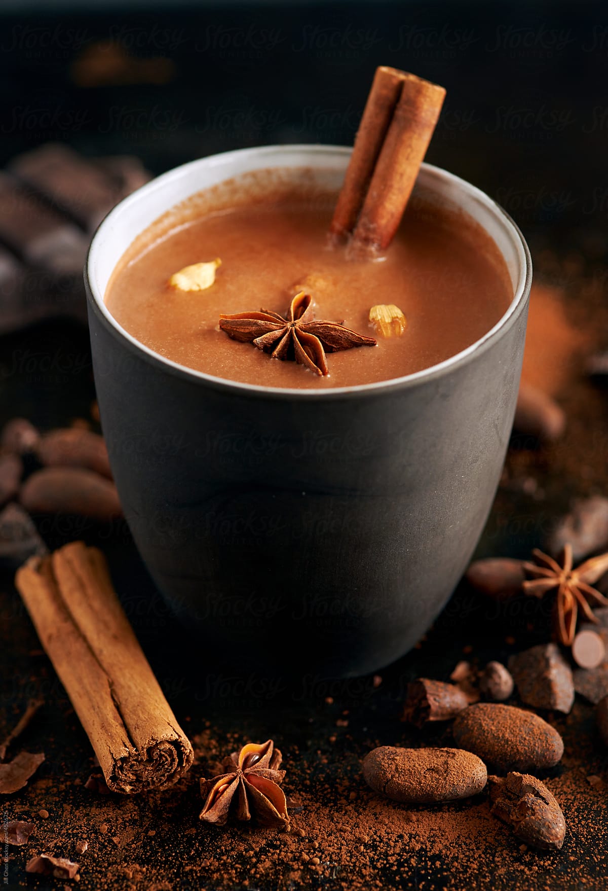 Spiced chai hot chocolate latte