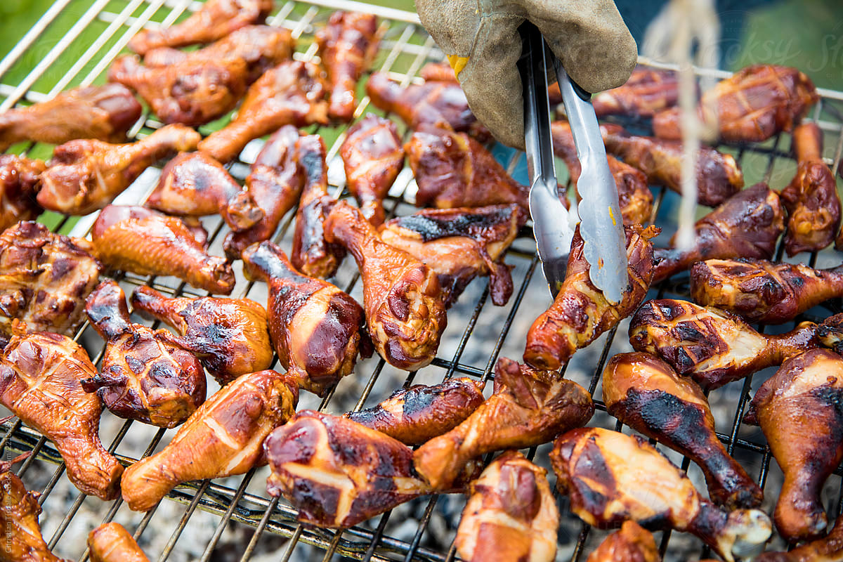 Chicken wings on a BBQ