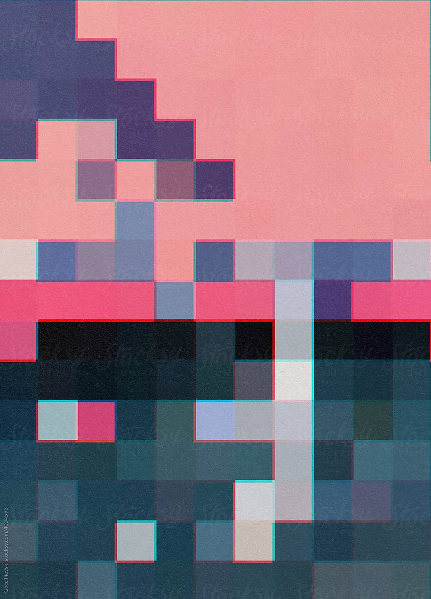 Abstract Pink Pixel Composition