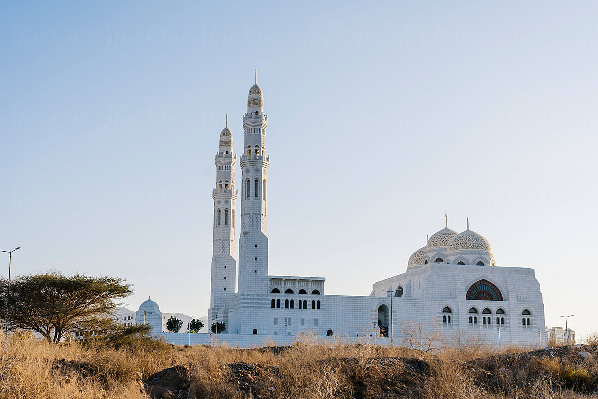 Majestic White Mosque at Dusk in Oman