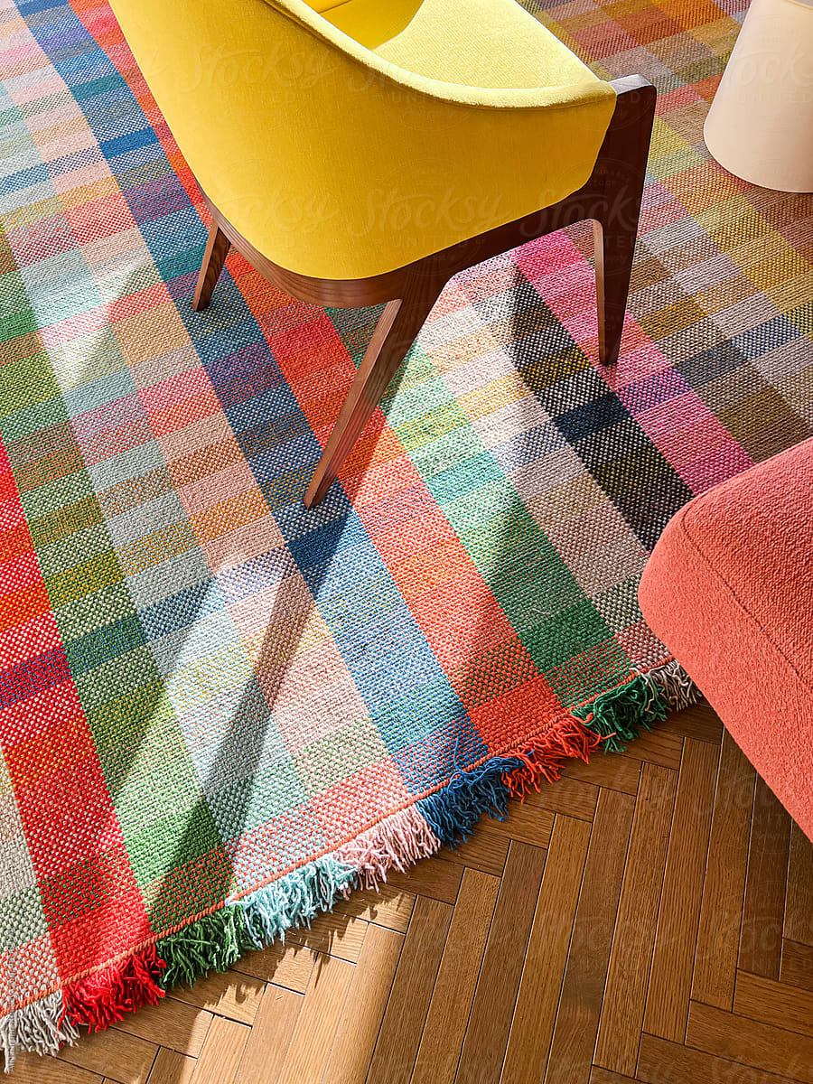 Colorful plaid rug