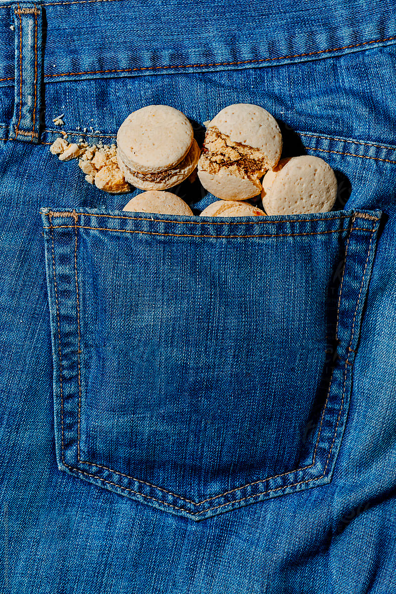 alfajores in the pocket of a pair of jeans