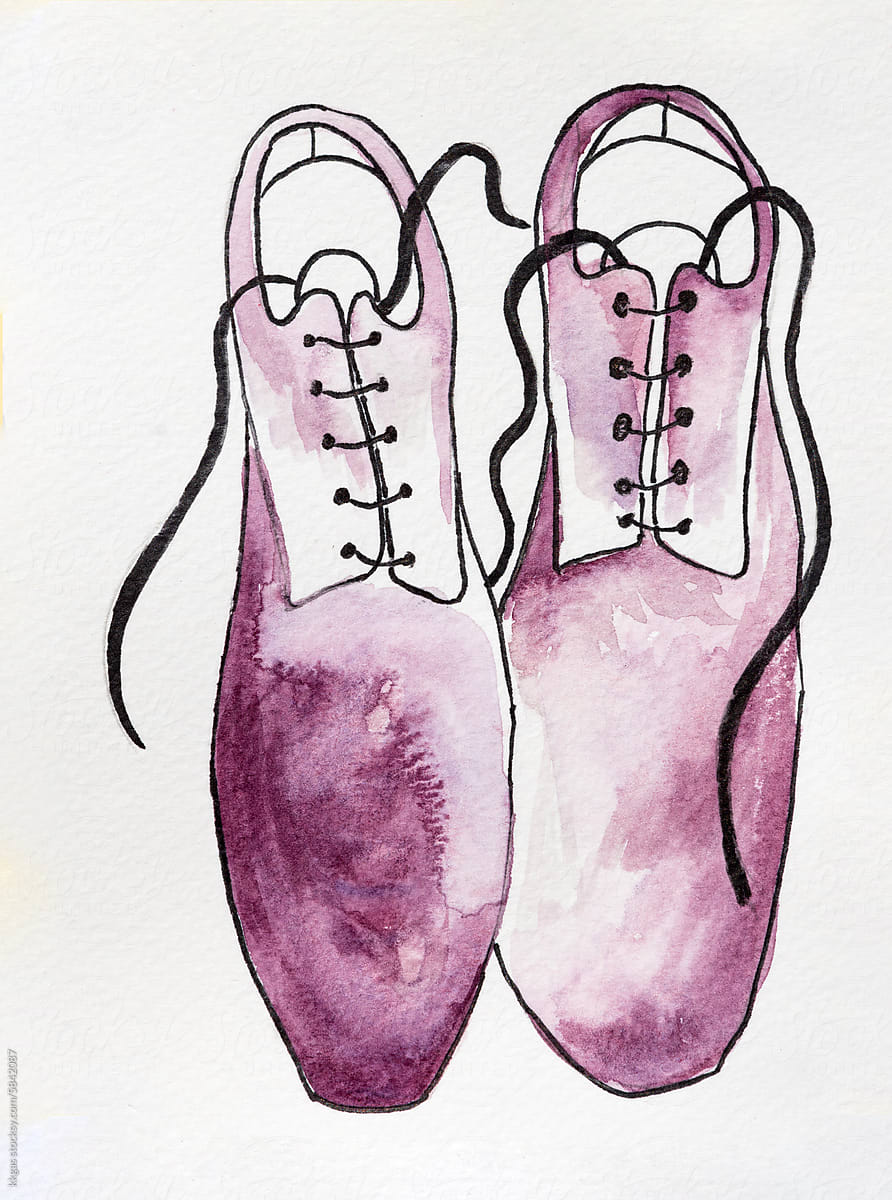 Mens laced shoe watercolor