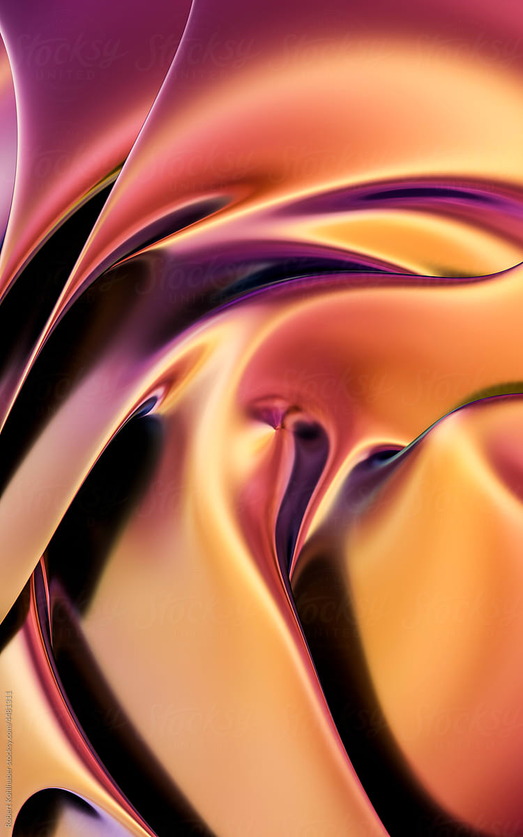 3D render of an abstract wavy holographic cloth