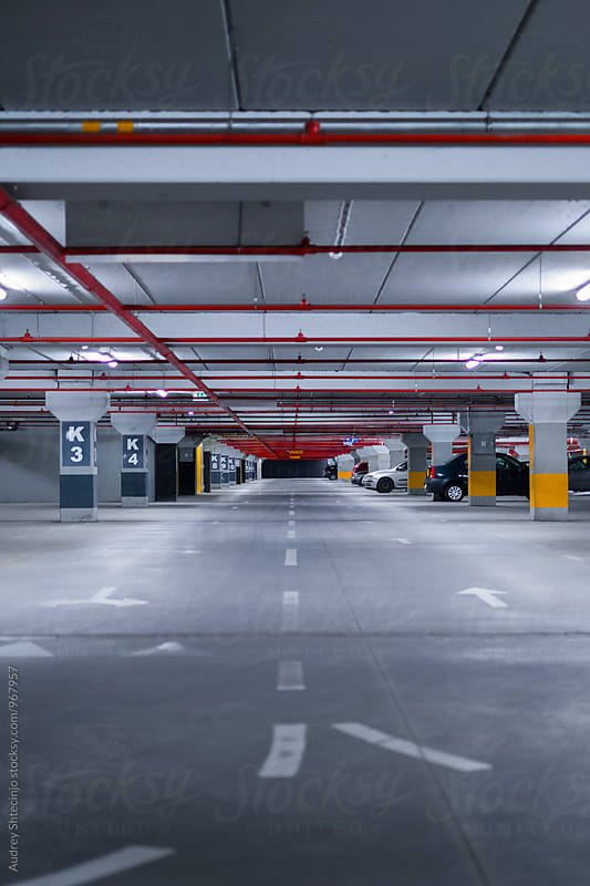 Underground garage-parking in perspective.