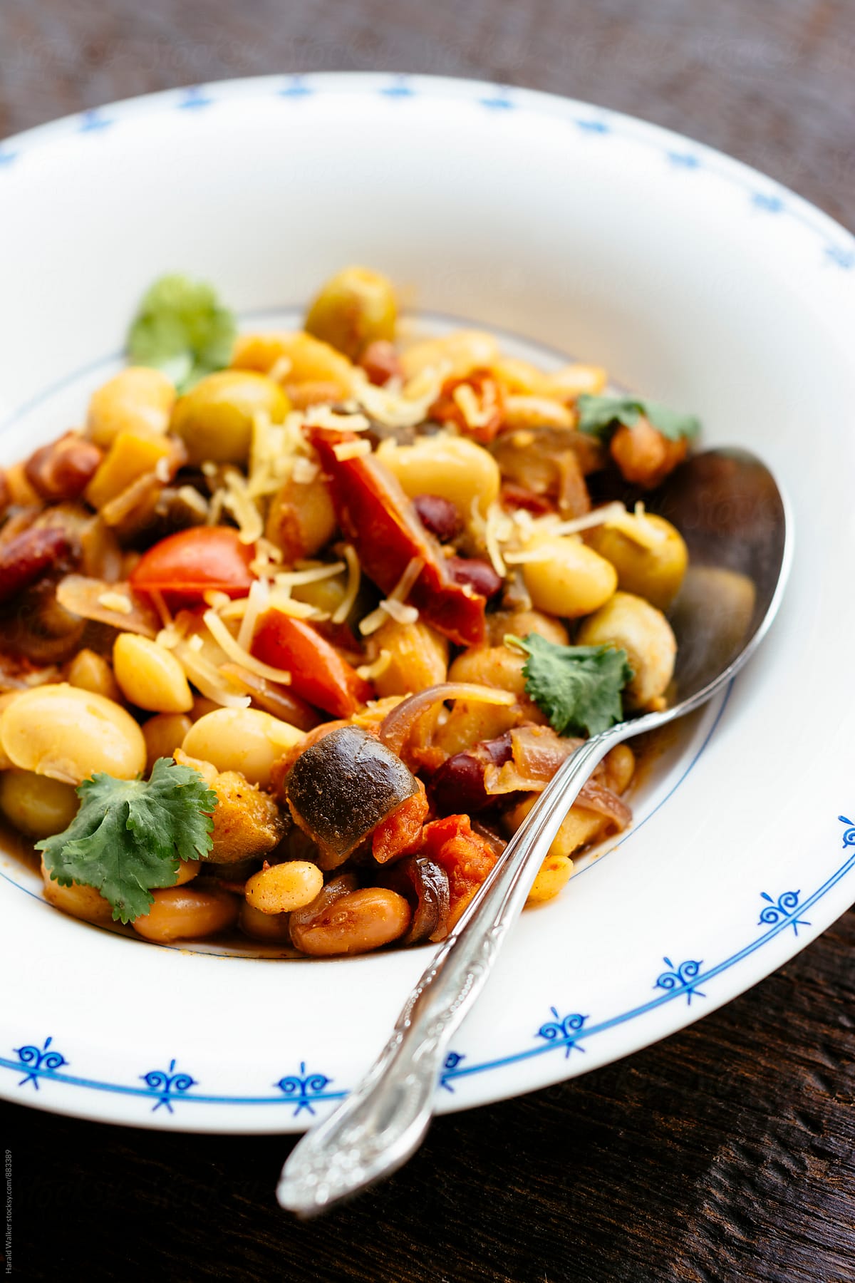 Mixed Bean Bowl with Eggplant and Green Olives