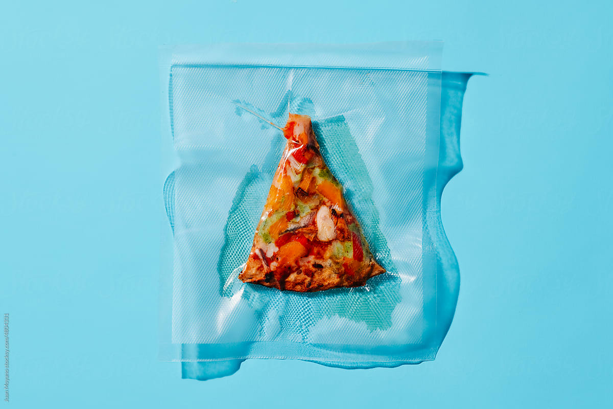 vacuum packed piece of pizza