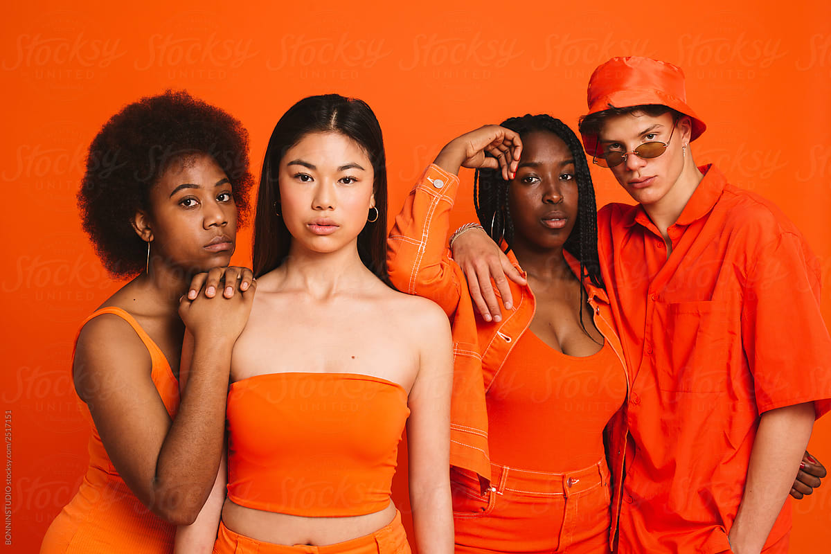 Teenager portraits in orange.