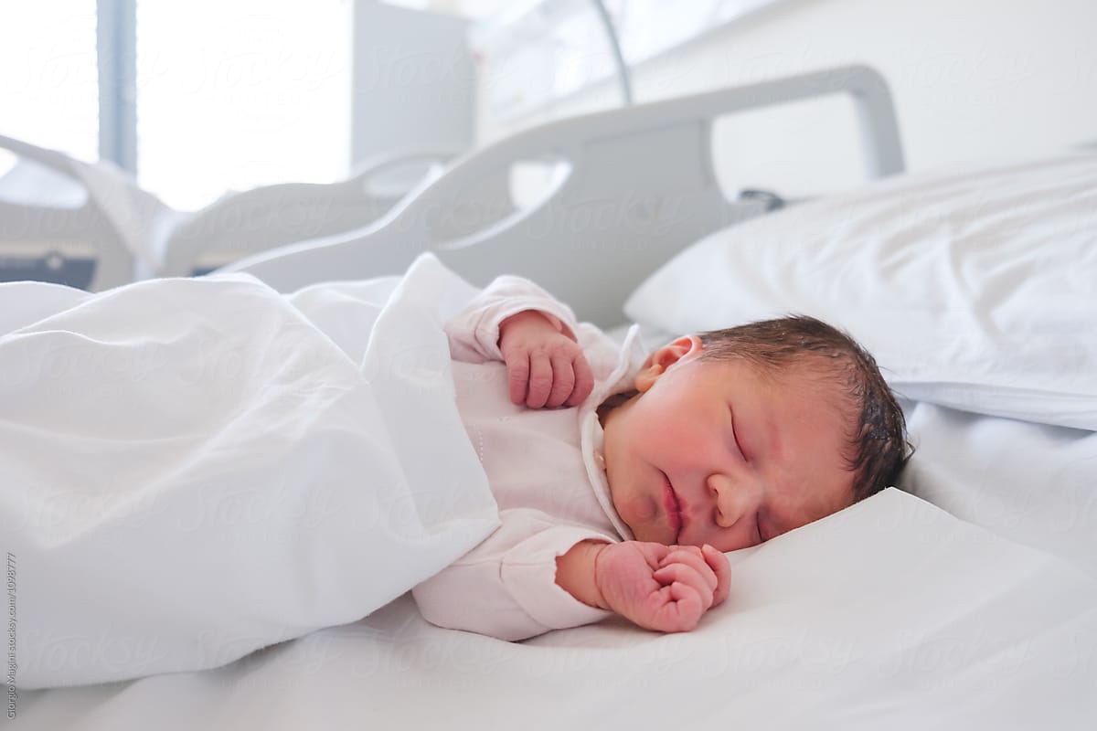 new born black baby girl in hospital