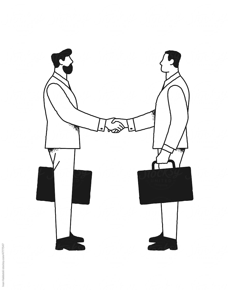 Illustration of two businessmen shaking hands