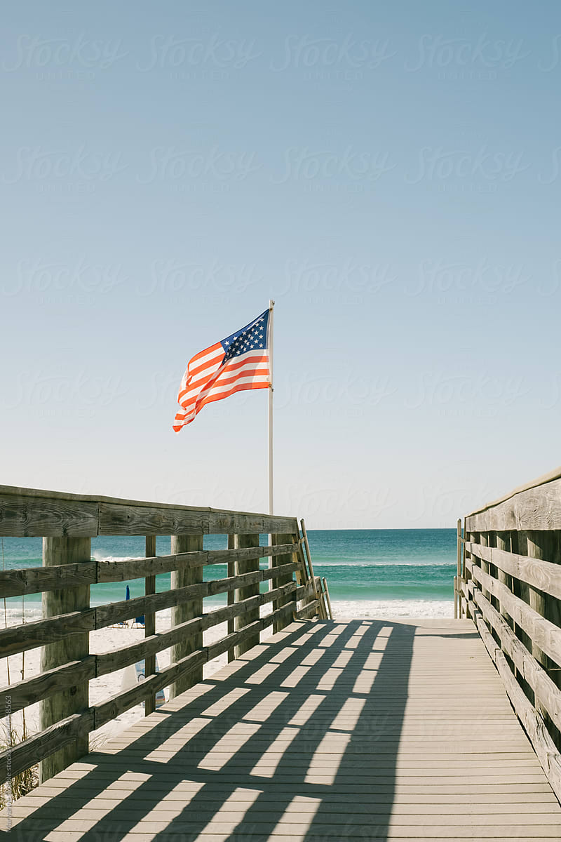 American Flag on a Summer Beach
