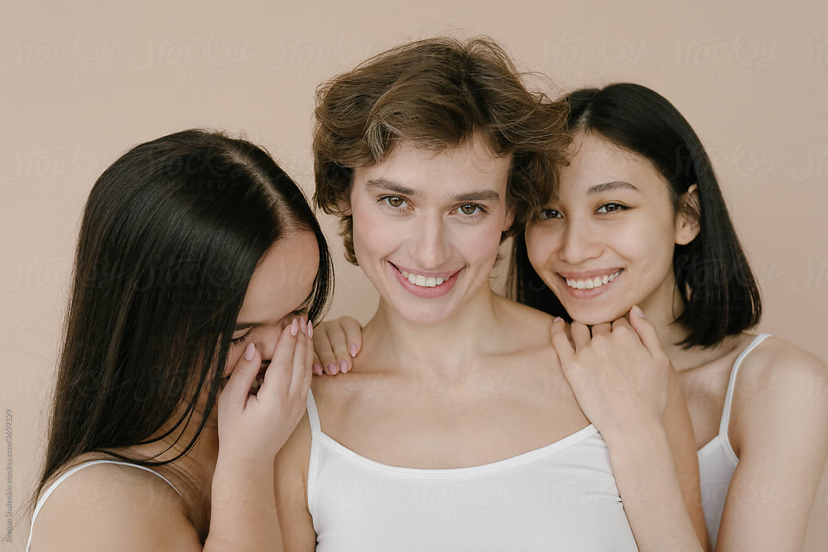 Diverse smiling young women