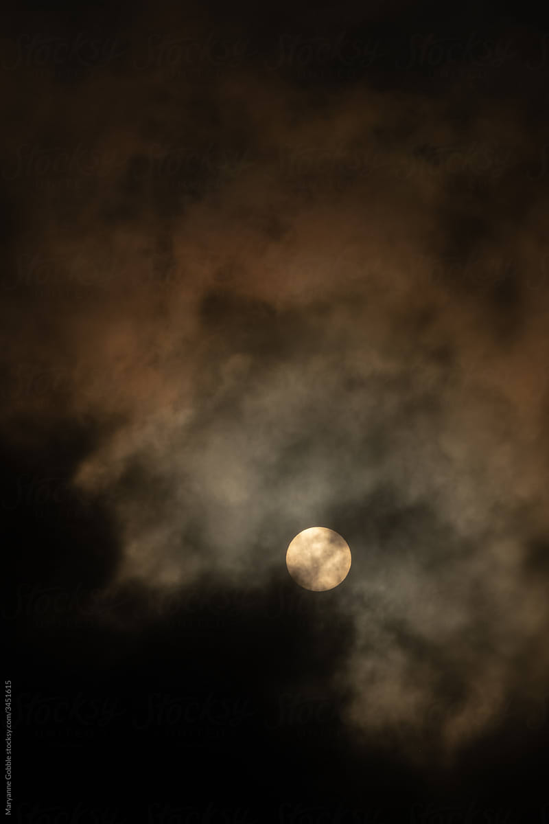 Full moon in spooky sky