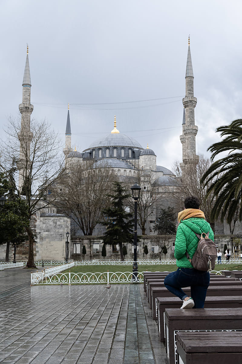 Tourist at Hagia Sophia mosque.