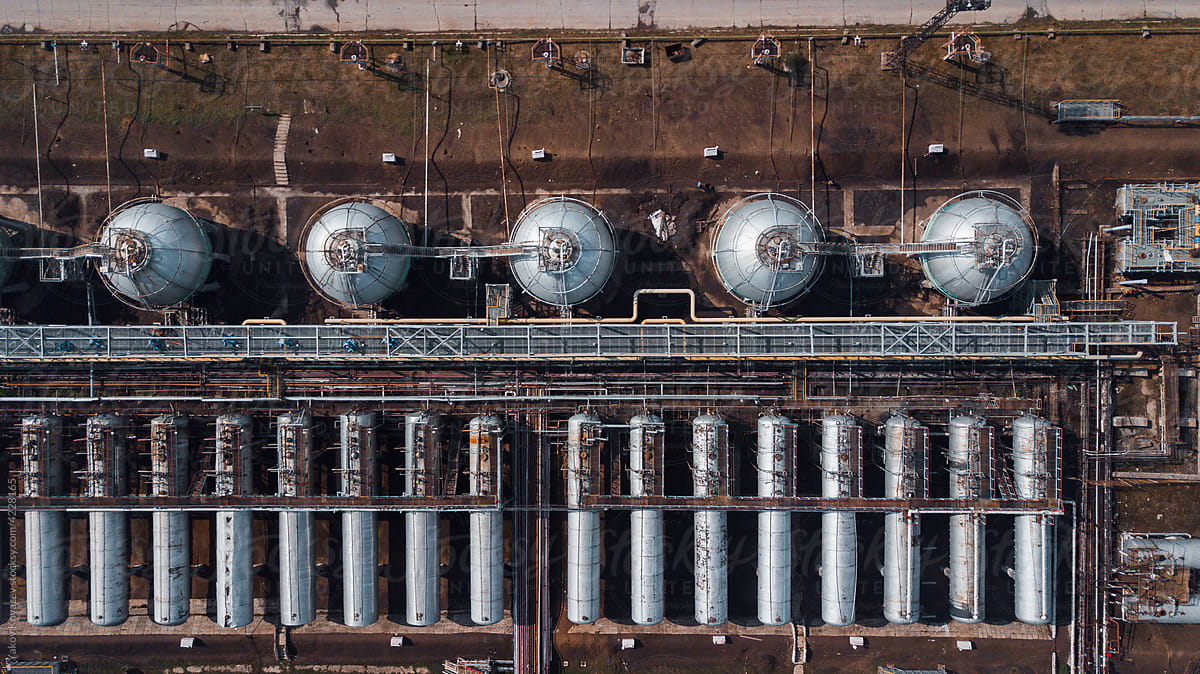Aerial view of a petro chemical processing plant