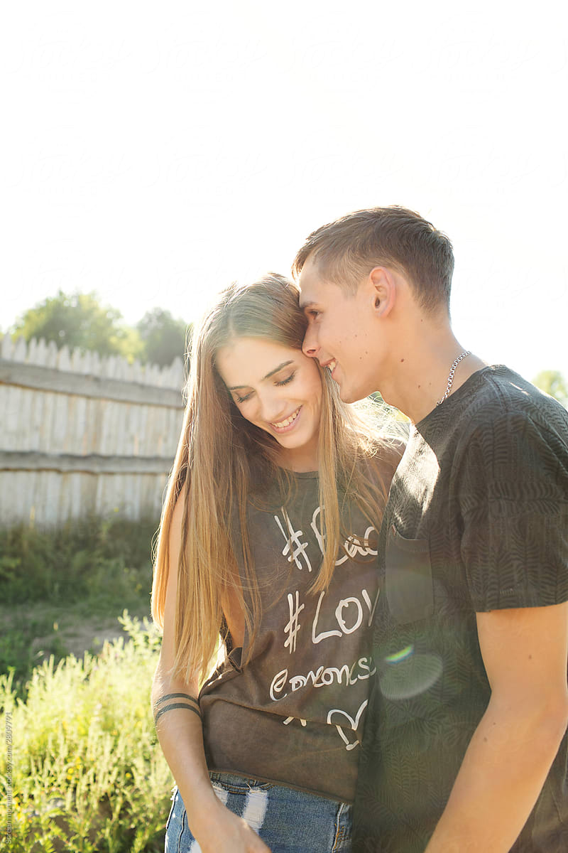 Young couple embrace romance passion luxury attitude Stock Photo by  shotprime