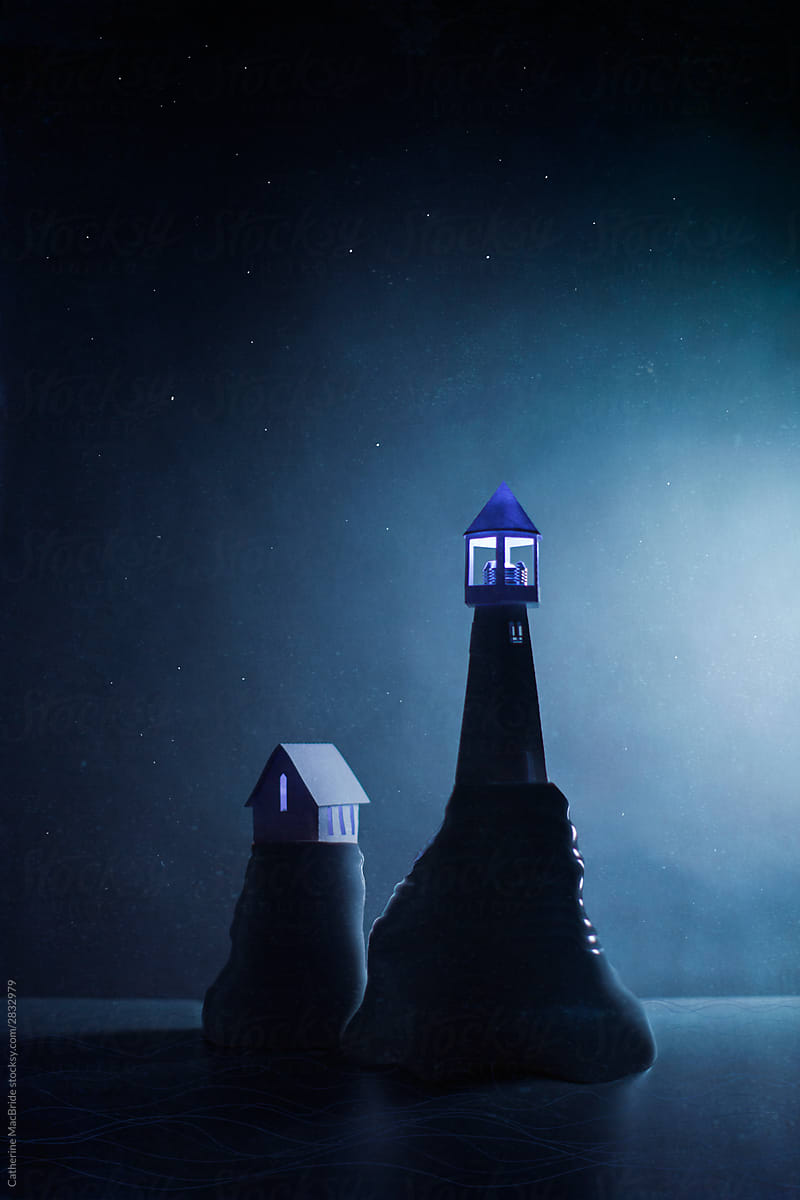 The Lighthouse on Bleak island, a papercraft model
