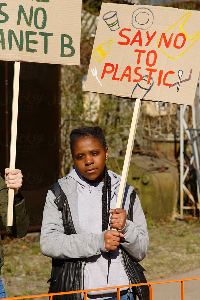 Black female on environmental protest