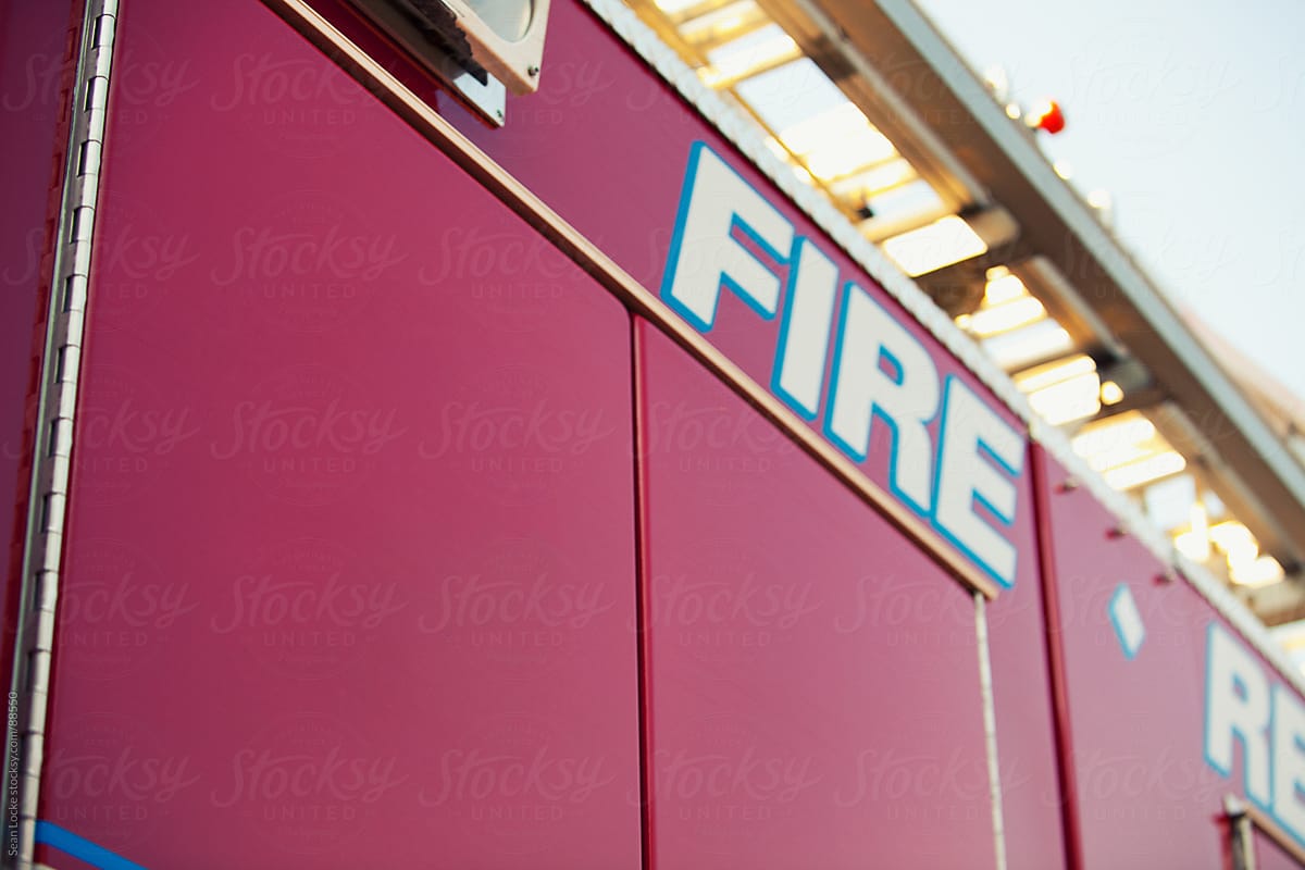 Firehouse: Focus on Blank Fire Truck Cabinet Door