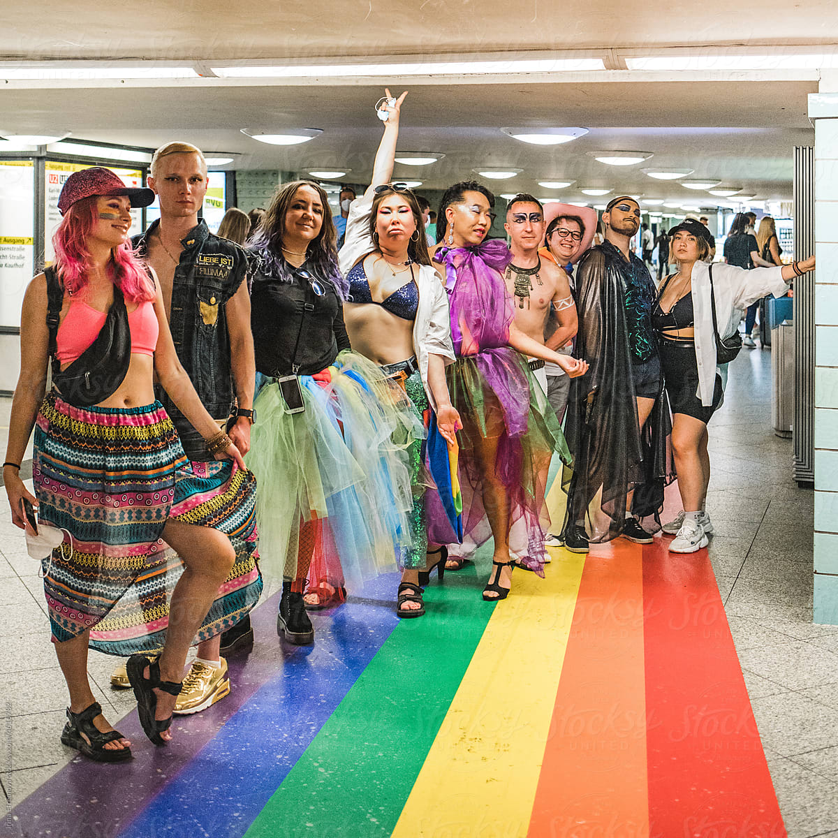 Group of friends posing at Pride