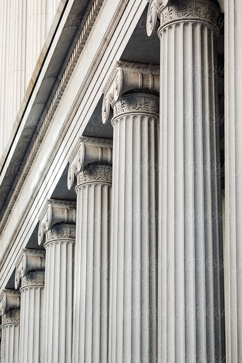 pillars on Wall Street in New York City