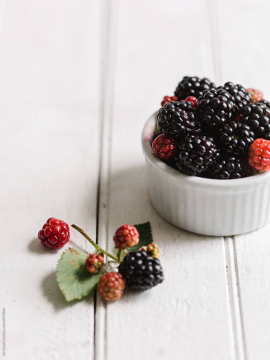 Fresh blackberries in bowl