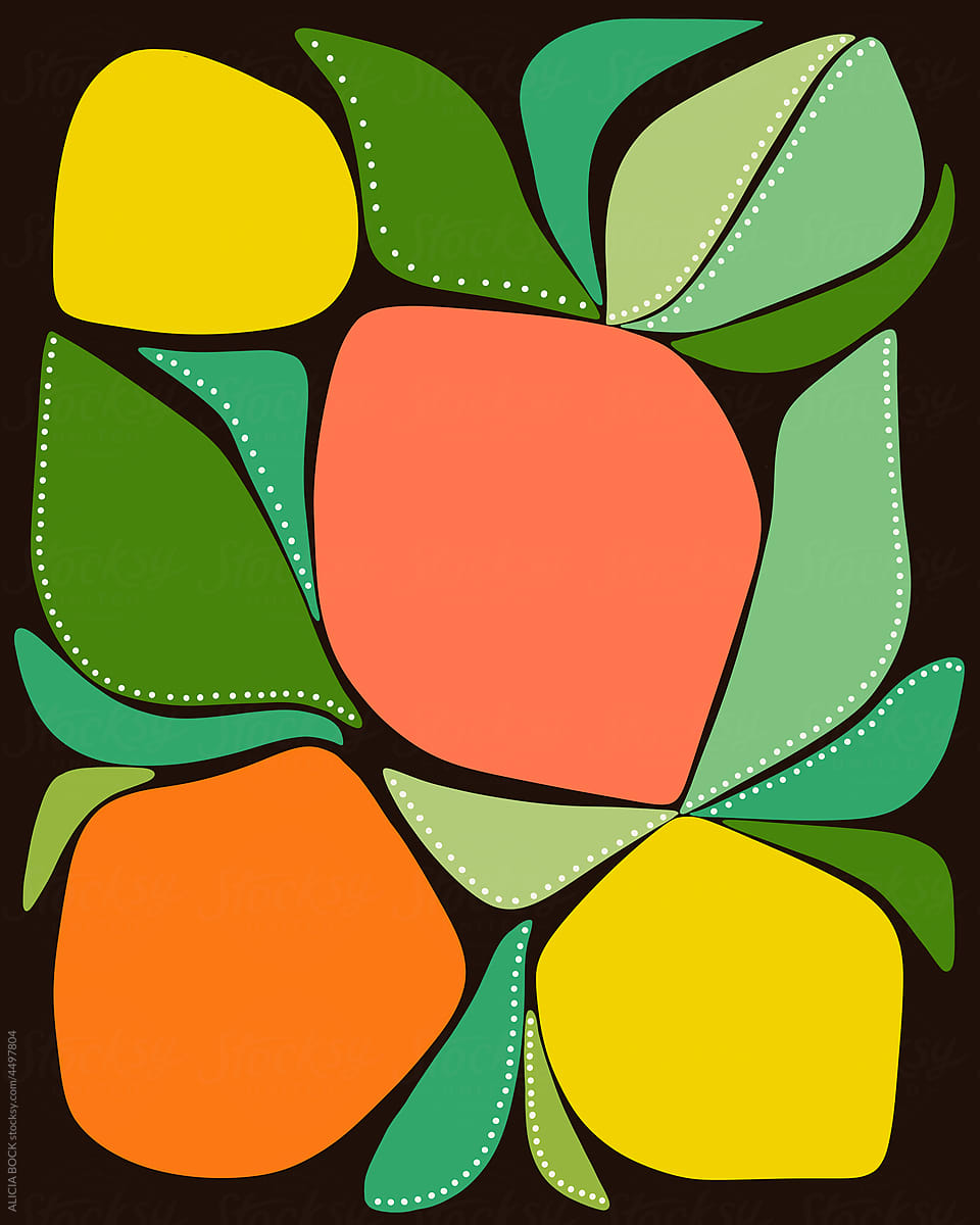 Citrus Fruit Illustration With A Black Background
